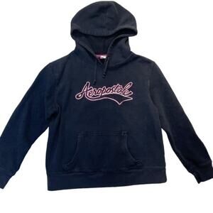 Aeropostale Pullover Hoodie Sweatshirt Size Small black pink logo